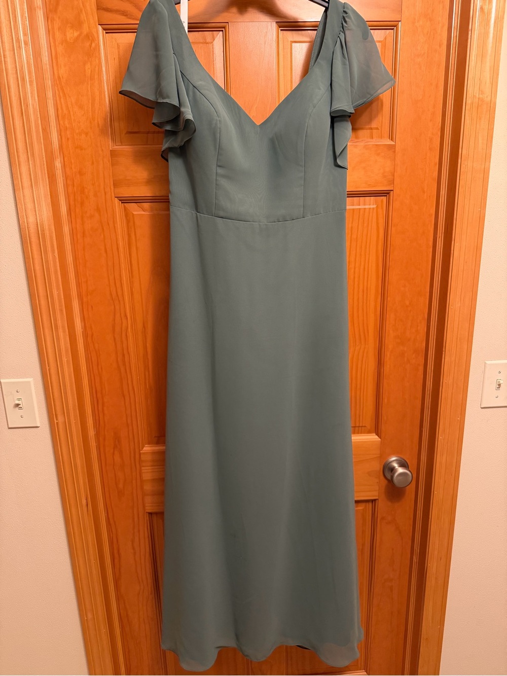 Azazie Syenna, Eucalyptus A-Line Chiffon Dress, size A12